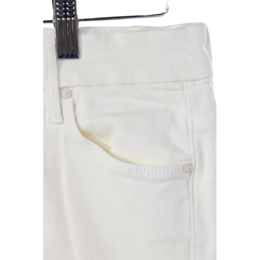 Mother Womens Skinny Jeans Ivory High Rise Button Cotton Size 29